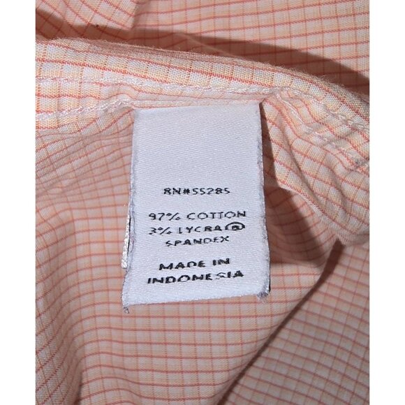 Express 1MX Size L Men's Orange Mini Plaid Long Sleeve Classic Fit Dress Shirt - Picture 4 of 6